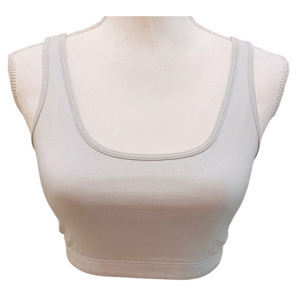 PINK Victoria’s Secret Pink Crop Sports Bra Small Silver Shimmer